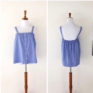 J CREW BUTTON AND RUFFLE TOP